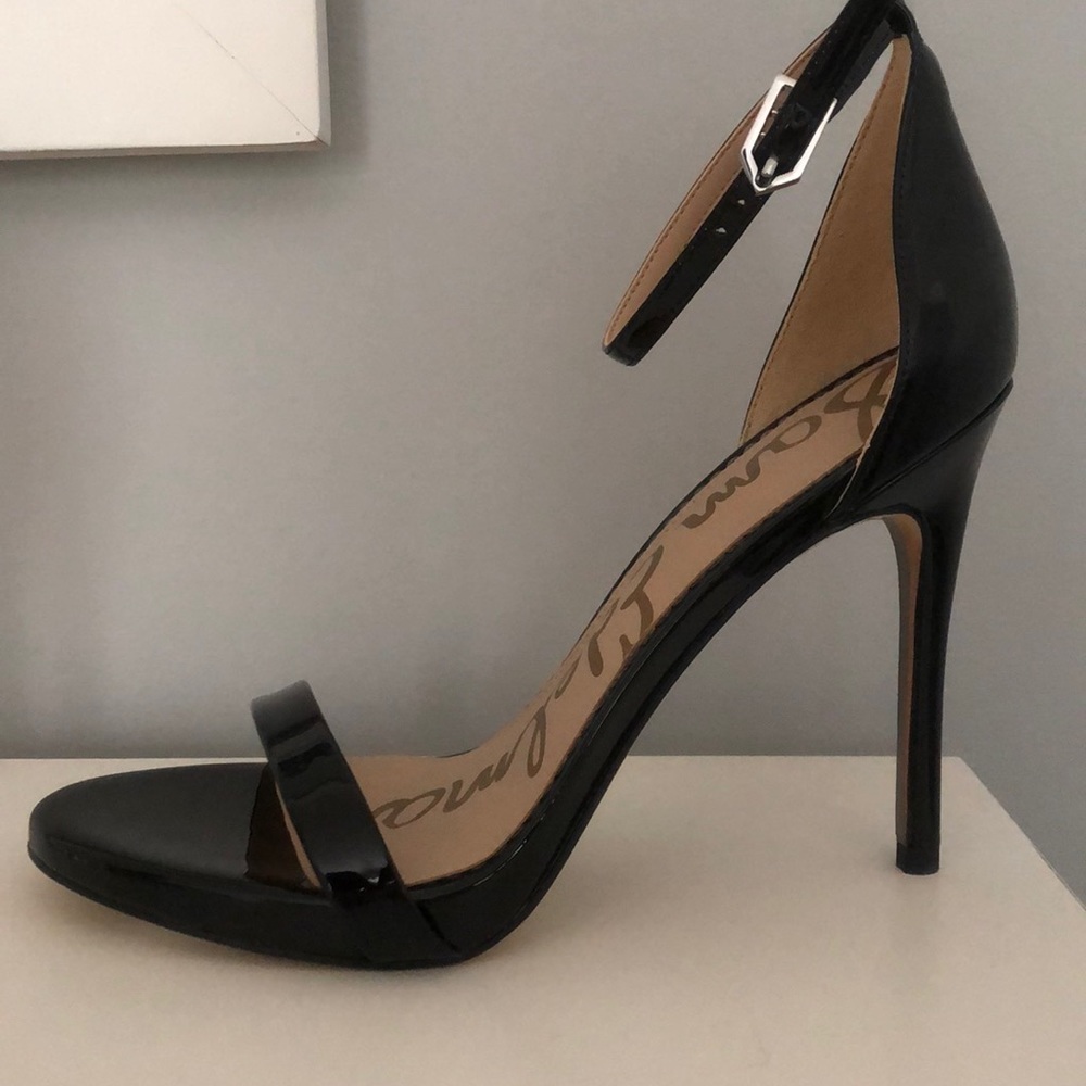 Sam Edelman Ariella Ankle Strap Stiletto Heels, Black, Size 7.5 (EUR 37.5)